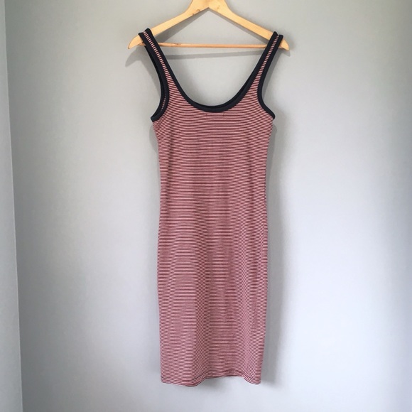 Zara Bodycon Tank Dress Striped Blue & Red - Picture 6 of 7
